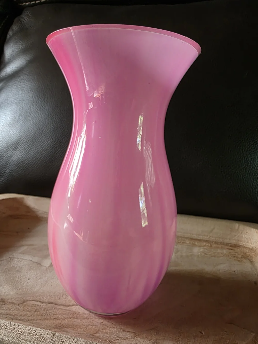 Pink and Green Swirl Glass Vase